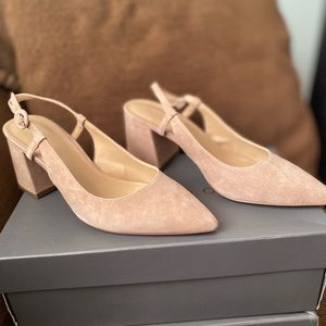 Ann Taylor Esme Suede Block Heel Slingback-Missy